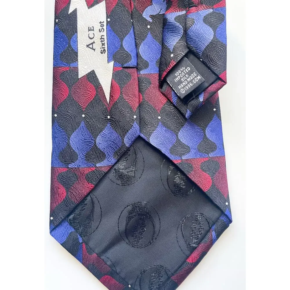 Men's Vintage Grateful Dead Ace Sixth Set Blue and Red Psychedelic Neck Tie